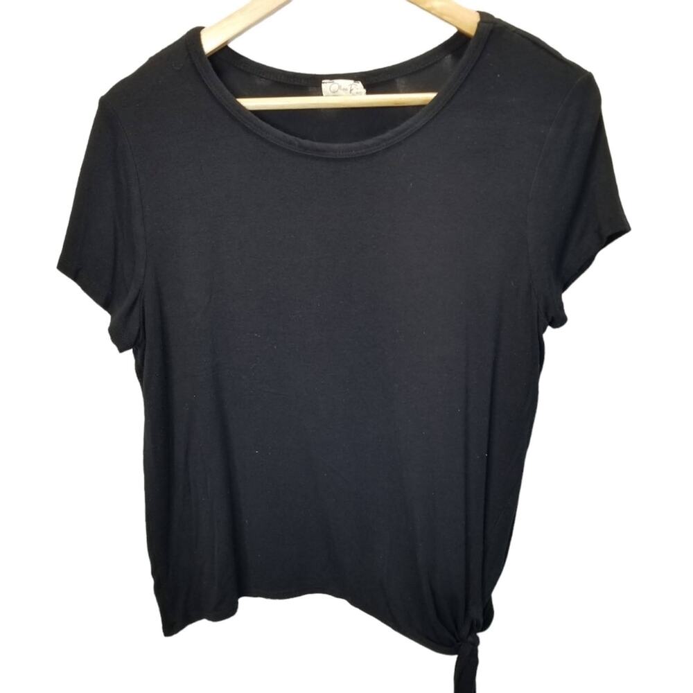 Olivia Rae Junior Black Short Sleeve Tie Waist Top Size XL